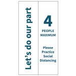 Social Distancing Elevator Door Decal, 36 in W x 90 in H, White & Blue